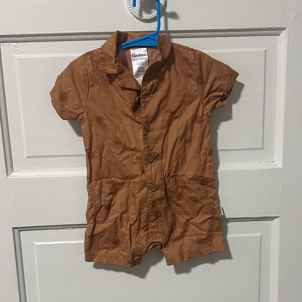 Gerber Burnt Orange Kids Button-Up Romper